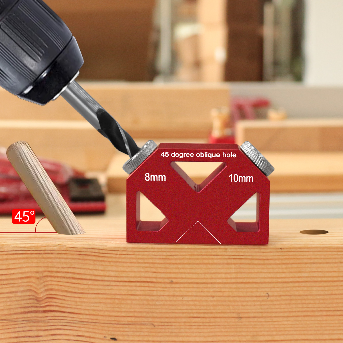 Woodworking Hacks - 45° Angle Oblique Hole Drilling Positioner