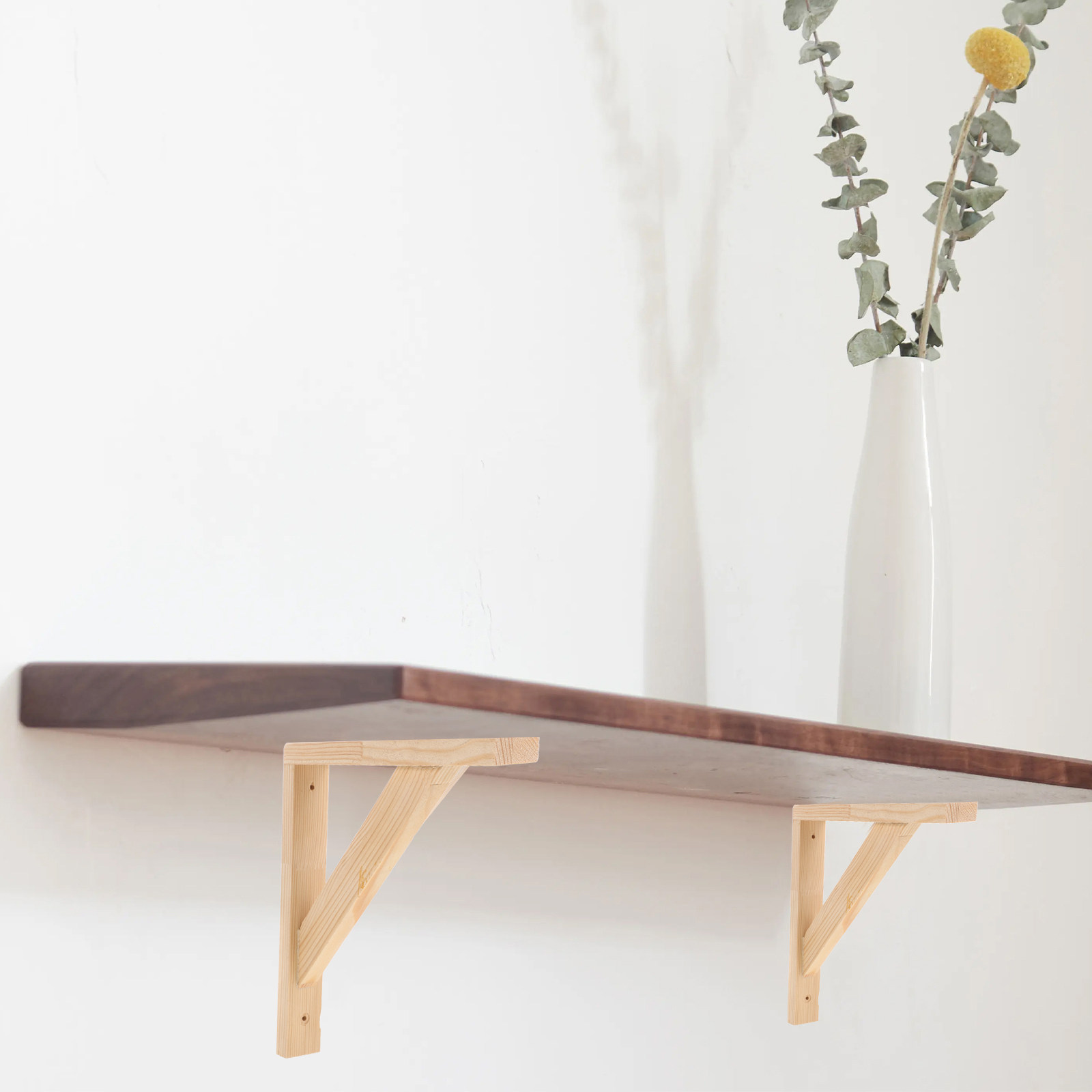 Woodworking Book - 2Pcs Wooden Triangle Shelf Brackets Solid