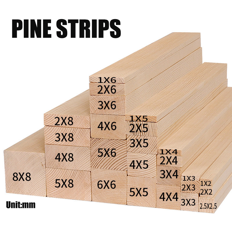 Lumber Woodworking - Length 10-100cm Solid Pine Wood Strips