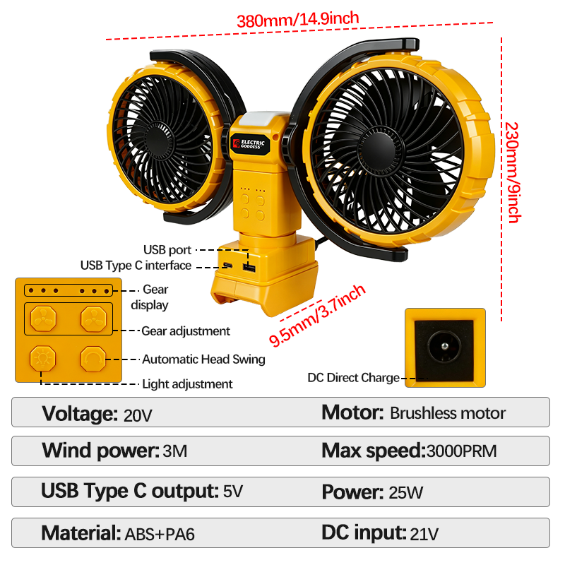 3000RPM Portable Dual Head Fan - đánh giá và giá Woodworking Essential Tools
