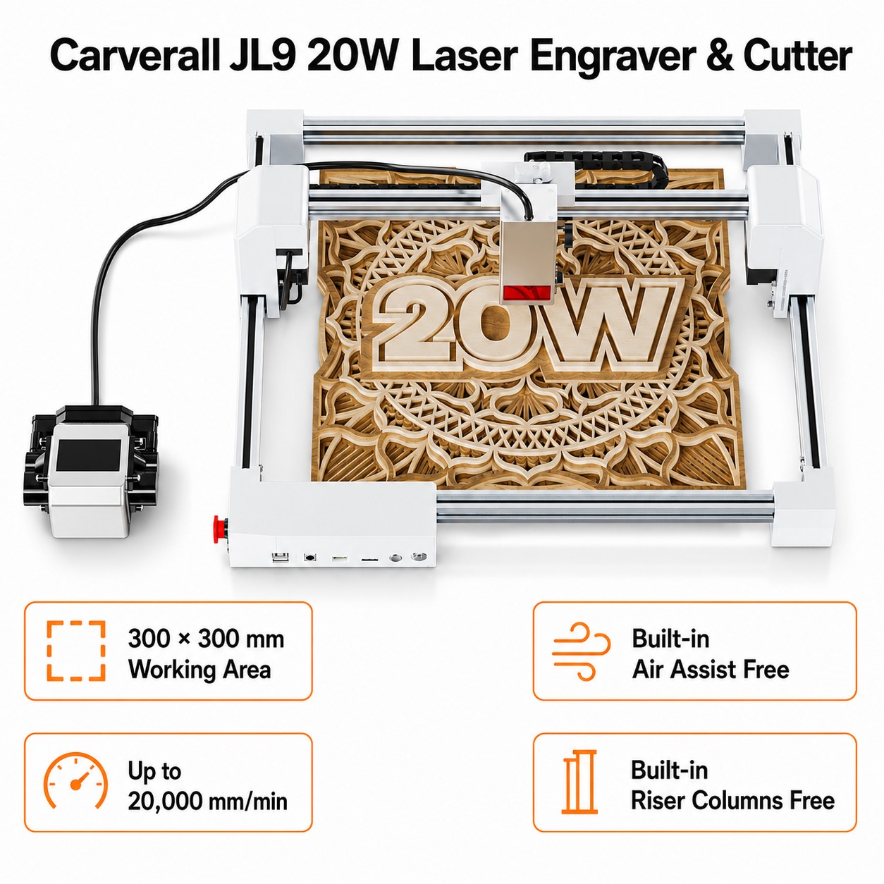 Carverall JL9 20W Laser Engrav - đánh giá và giá Woodworking Veneer Cutter