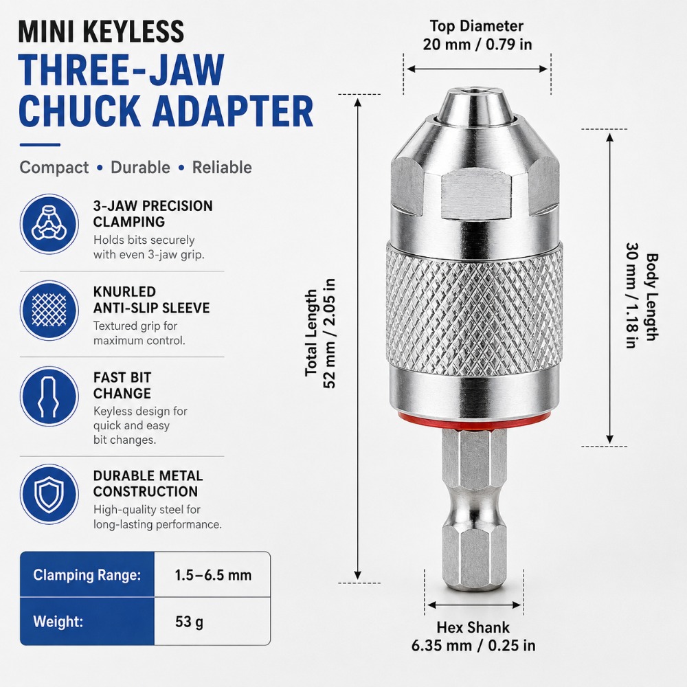 3 Jaw Drill Chuck Adapter with - đánh giá và giá Woodworking Essential Tools